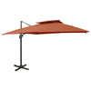Aurinkovarjo cantilever tuplakatolla 300x300 cm terrakotta