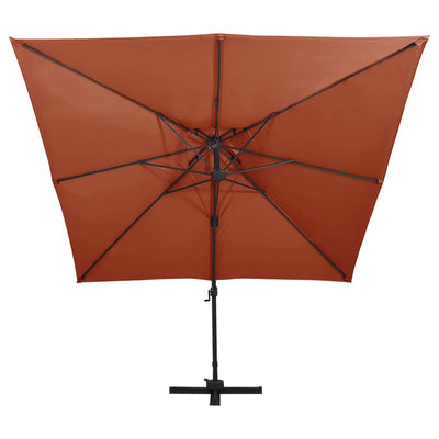 Aurinkovarjo cantilever tuplakatolla 300x300 cm terrakotta