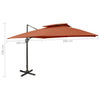 Aurinkovarjo cantilever tuplakatolla 300x300 cm terrakotta