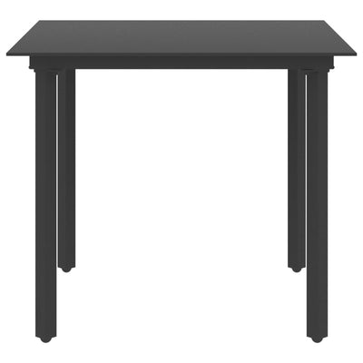 Puutarhan ruokapöytä musta 80x80x74 cm teräs ja lasi