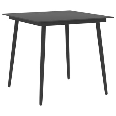 Puutarhan ruokapöytä musta 80x80x74 cm teräs ja lasi