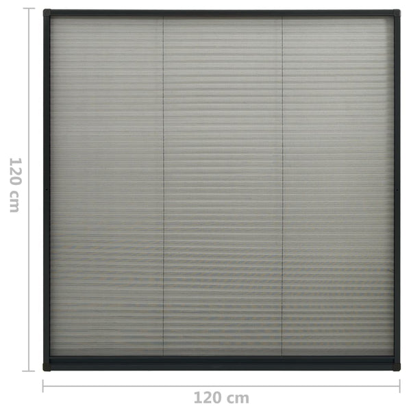 Laskostettu hyönteisverkko ikkunaan 120x120cm alumiini antras.