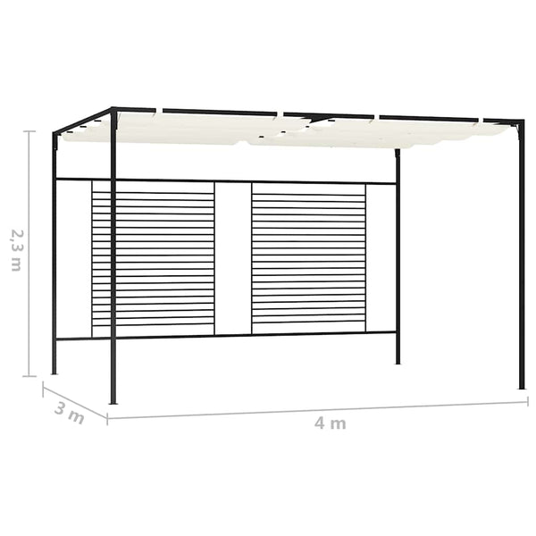 Huvimaja sisäänvedettävä katto 3x4x2,3 m kerma 180 g/m²