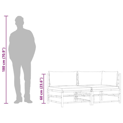 Kermanvalkoinen puutarhasohvasarja Iudka (2-osainen, tyynyt bambu)