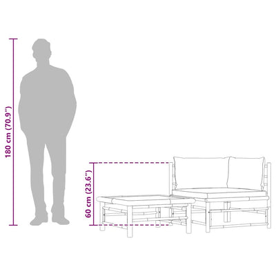 Kermanvalkoinen puutarhasohvasarja Iudka (2-osainen, tyynyt bambu)