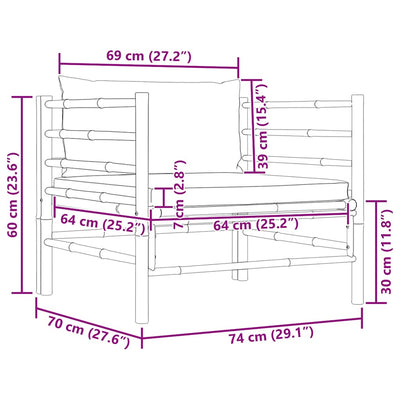 Tummanharmaat puutarhasohva Iudka (tyynyt bambu)