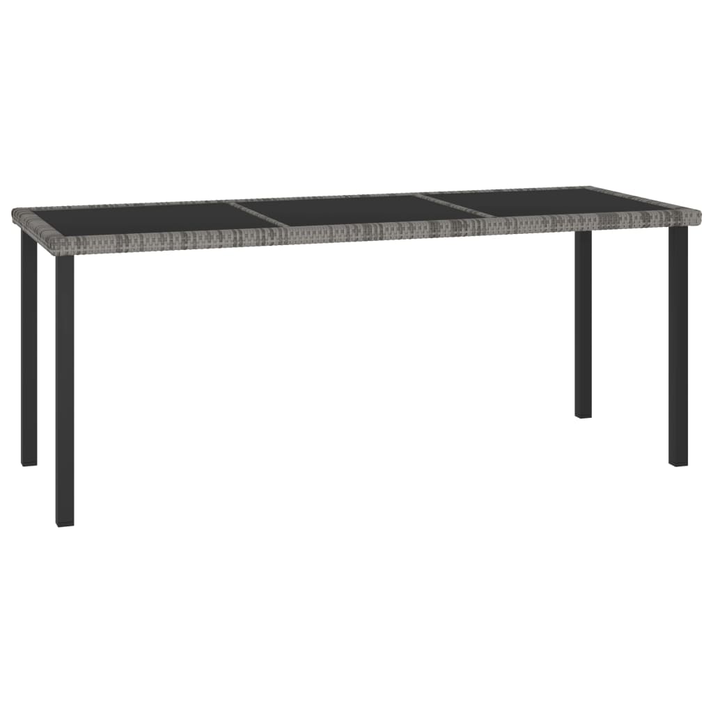 Harmaa puutarhan ruokapöytä Augustina 180x70x73cm (polyrottinki)