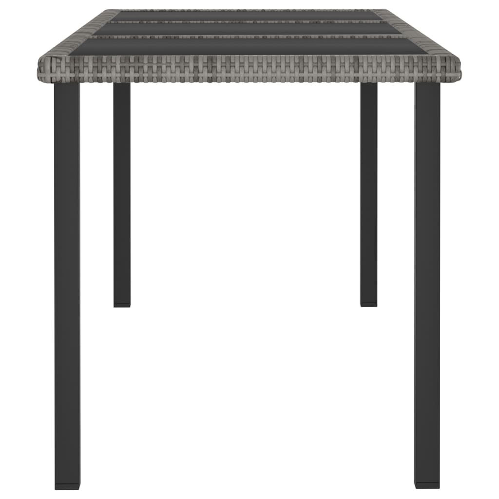 Harmaa puutarhan ruokapöytä Augustina 180x70x73cm (polyrottinki)