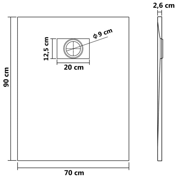Harmaa suihkualusta smc Haidar 90x70cm