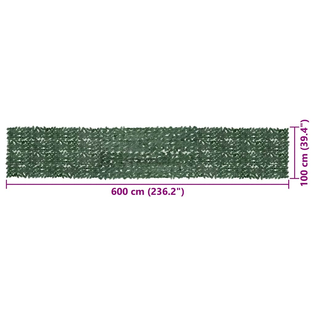 Parvekkeen suoja tummanvihreillä lehdillä 600x100 cm