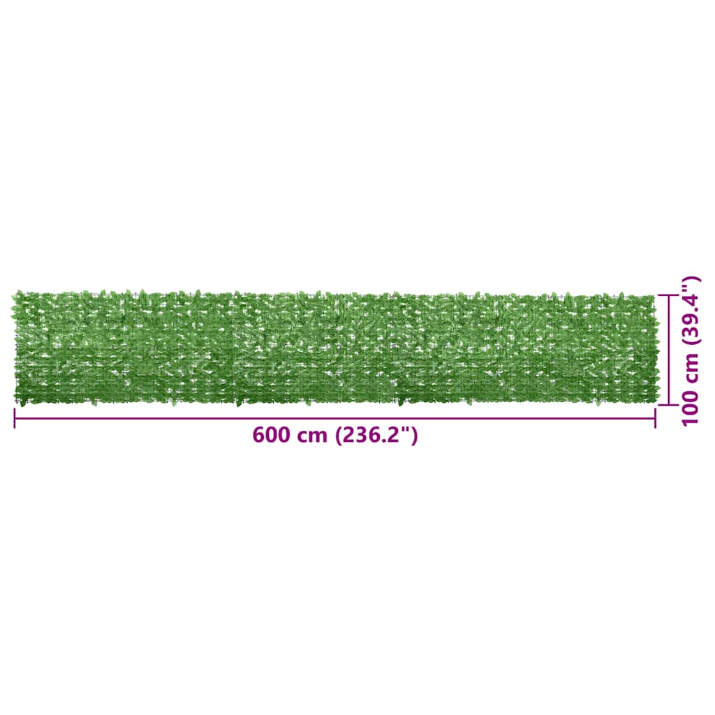 Parvekkeen suoja vihreillä lehdillä 600x100 cm
