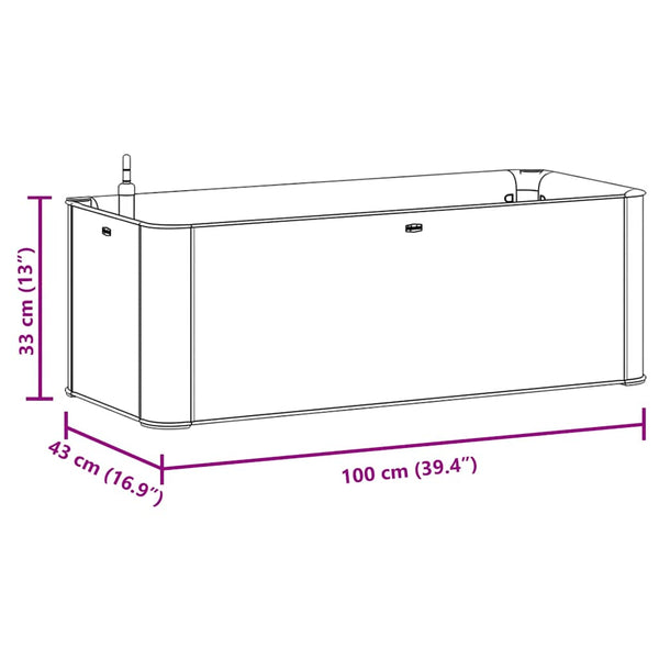 Valkoinen kukkalaatikko itsekastelujärjestelmällä Pepsila 100x43x33cm