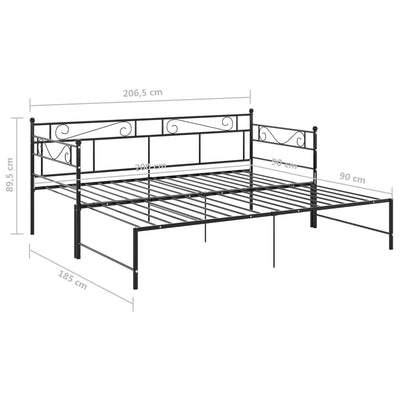 Vuodesohvan runko musta metalli 90x200 cm