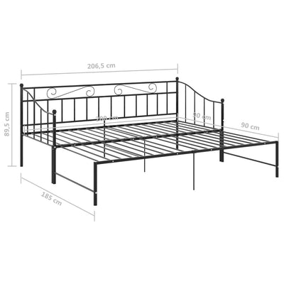 Vuodesohvan runko musta metalli 90x200 cm