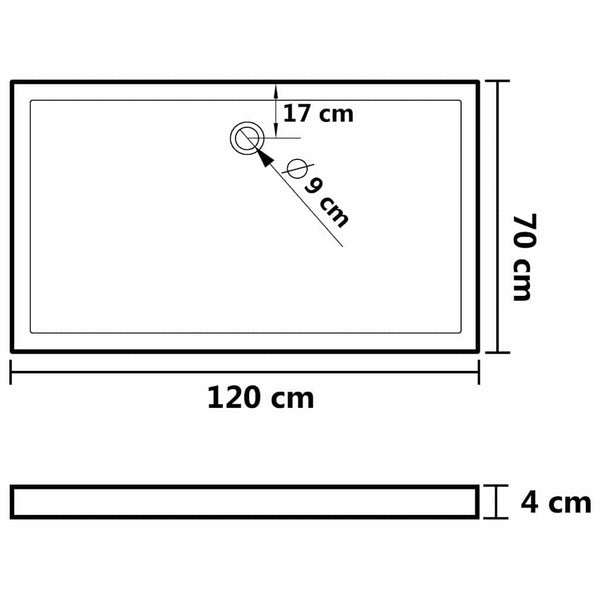 Musta suihkualusta suorakaide Randeanu 70x120cm (abs)