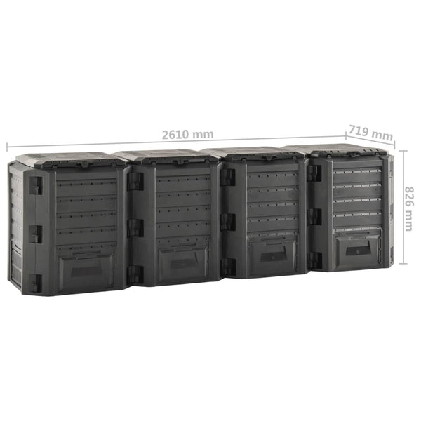 Musta puutarhan kompostiastia Lawyer 1600 l