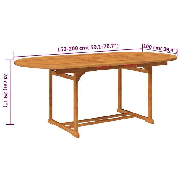 5-osainen ulkoruokailuryhmä täysi akaasiapuu 150-200 cm