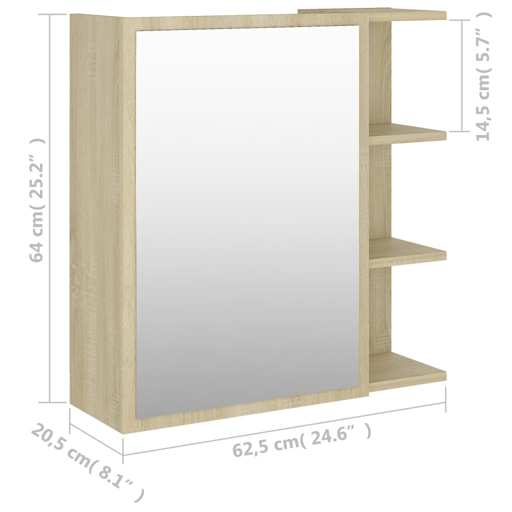 Kylpyhuoneen peilikaappi sonoma Tiney 62,5x20,5x64cm (puinen)