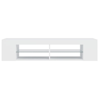 TV-taso LED-valoilla valkoinen 135x39x30 cm