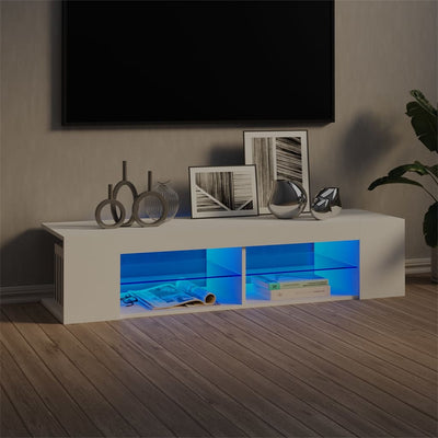 Valkoinen tv-taso led-valoilla Christelle 135x39x30cm