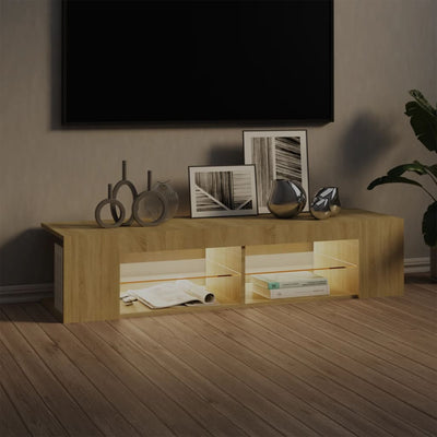 TV-taso LED-valoilla Sonoma-tammi 135x39x30 cm