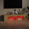 TV-taso LED-valoilla Sonoma-tammi 135x39x30 cm