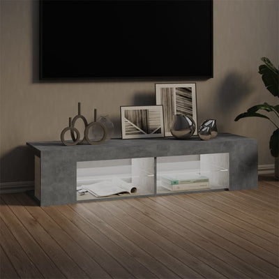 TV-taso LED-valoilla betoninharmaa 135x39x30 cm
