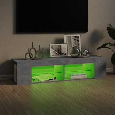 TV-taso LED-valoilla betoninharmaa 135x39x30 cm