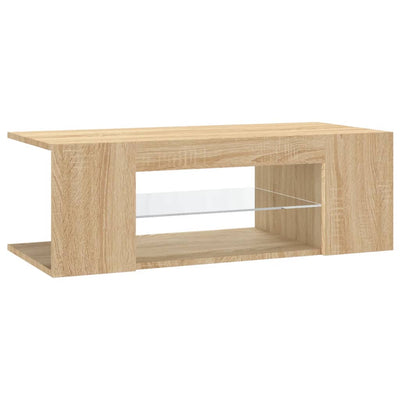 TV-taso LED-valoilla Sonoma-tammi 90x39x30 cm