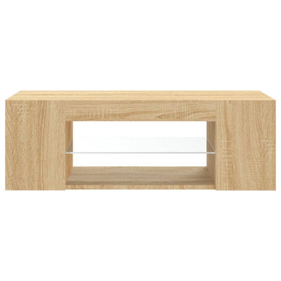TV-taso LED-valoilla Sonoma-tammi 90x39x30 cm