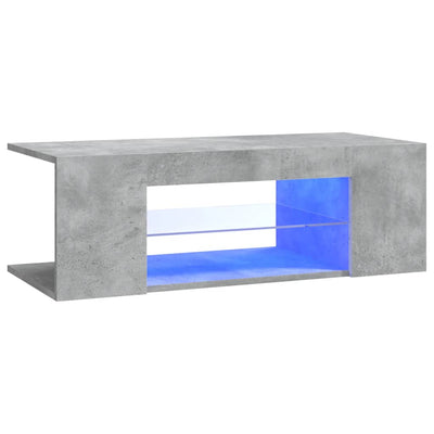 TV-taso LED-valoilla betoninharmaa 90x39x30 cm