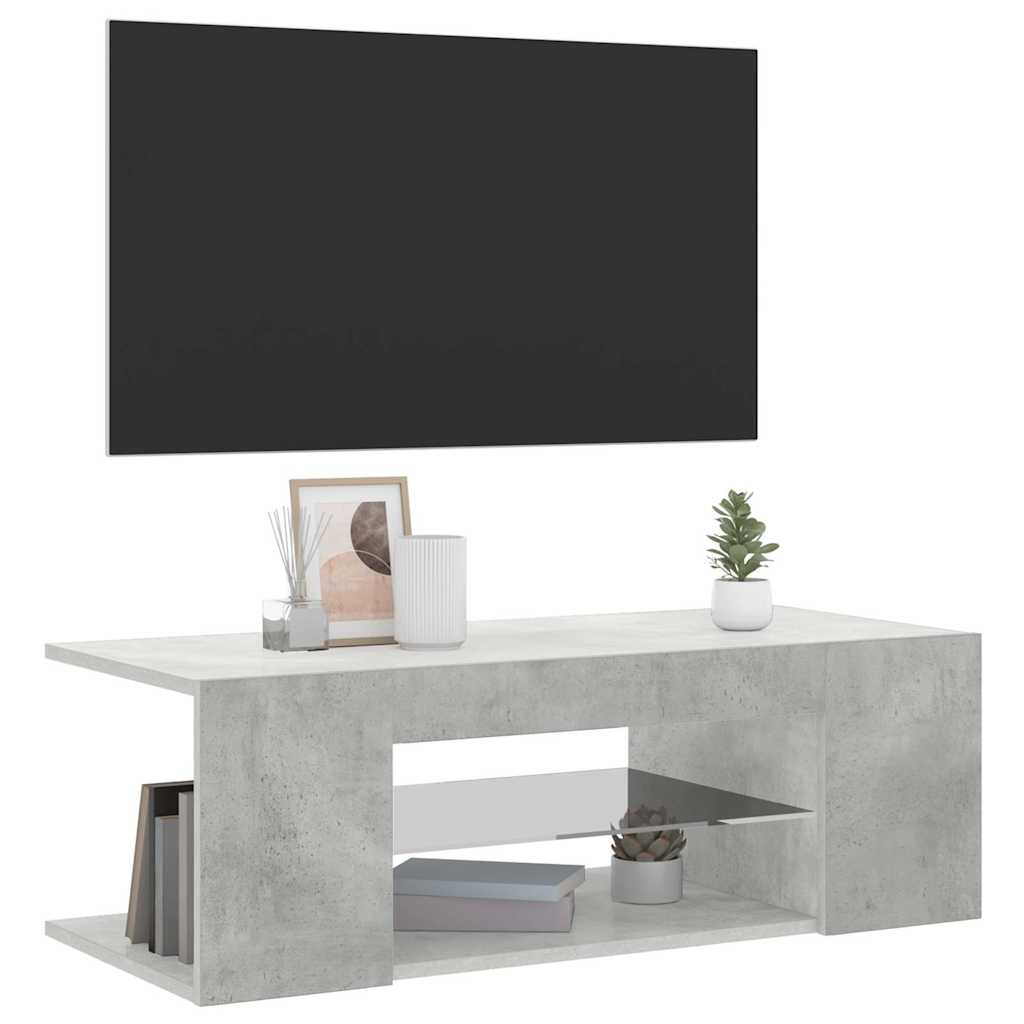 Betoninharmaa tv-taso led-valoilla Jair 90x39x30cm