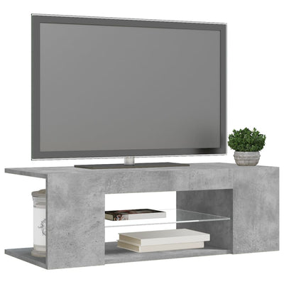 TV-taso LED-valoilla betoninharmaa 90x39x30 cm