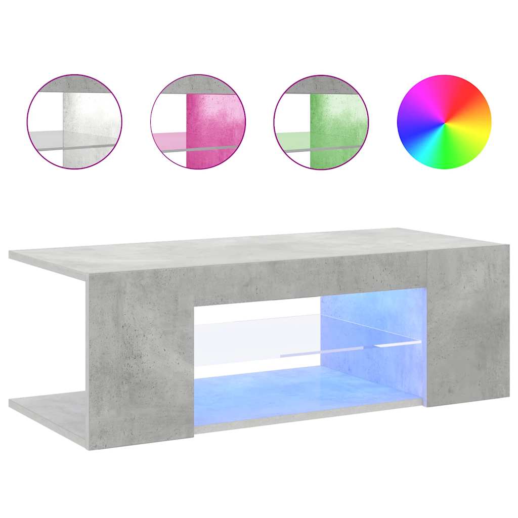 Betoninharmaa tv-taso led-valoilla Jair 90x39x30cm