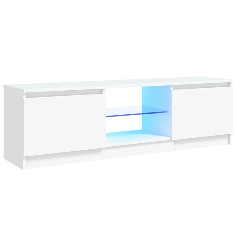 Valkoinen tv-taso led-valoilla Dondos 120x30x35,5cm