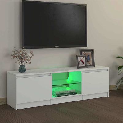 Valkoinen tv-taso led-valoilla Dondos 120x30x35,5cm