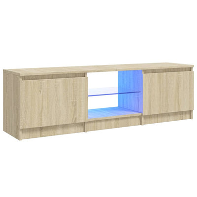 TV-taso LED-valoilla Sonoma-tammi 120x30x35,5 cm