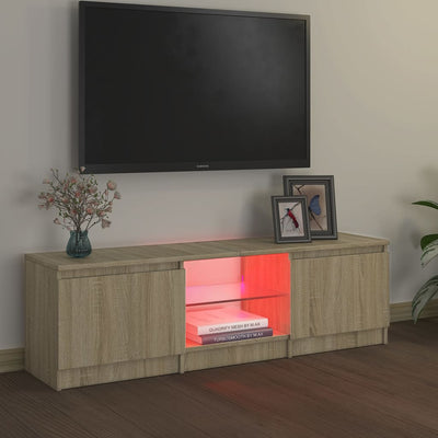 TV-taso LED-valoilla Sonoma-tammi 120x30x35,5 cm