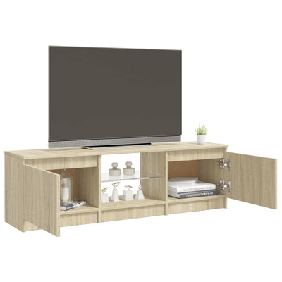 TV-taso LED-valoilla Sonoma-tammi 120x30x35,5 cm
