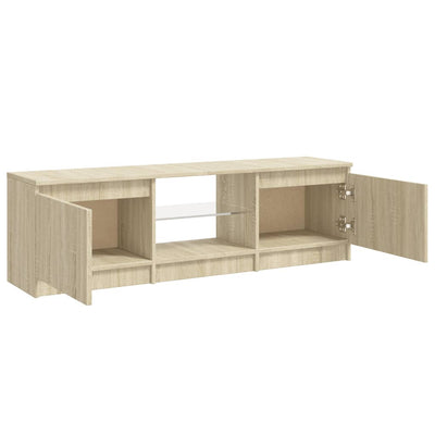 TV-taso LED-valoilla Sonoma-tammi 120x30x35,5 cm