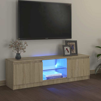 Sonoma tammi tv-taso led-valoilla Dondos 120x30x35,5cm