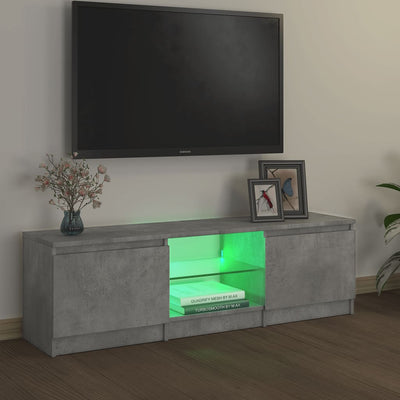 TV-taso LED-valoilla betoninharmaa 120x30x35,5 cm