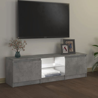 TV-taso LED-valoilla betoninharmaa 120x30x35,5 cm