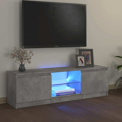 Betoninharmaa tv-taso led-valoilla Dondos 120x30x35,5cm