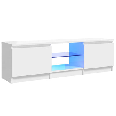 TV-taso LED-valoilla korkeakiilto valkoinen 120x30x35,5 cm