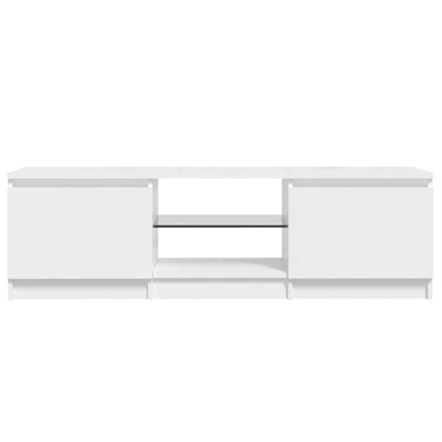 TV-taso LED-valoilla korkeakiilto valkoinen 120x30x35,5 cm
