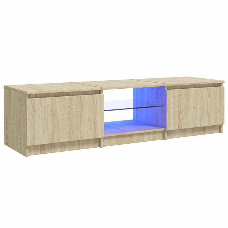 Sonoma tammi tv-taso led-valoilla Dondos 140x40x35,5cm