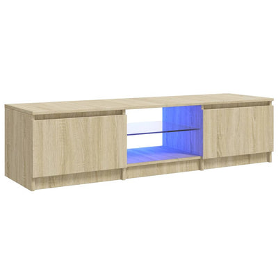 TV-taso LED-valoilla Sonoma-tammi 140x40x35,5 cm