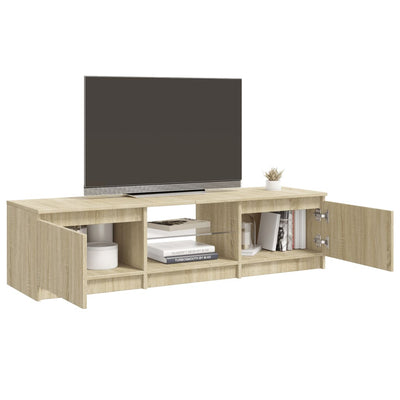 TV-taso LED-valoilla Sonoma-tammi 140x40x35,5 cm