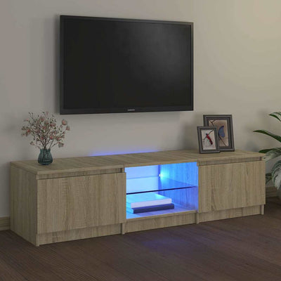 Sonoma tammi tv-taso led-valoilla Dondos 140x40x35,5cm